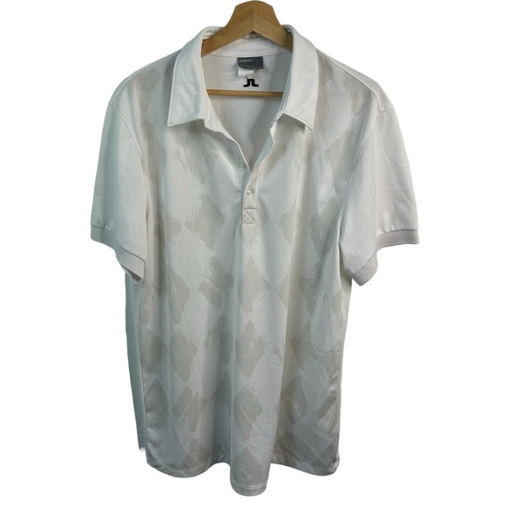 JLindeberd polo shirt mens sz XL white casulal gold Fieldsensor fabric short sle